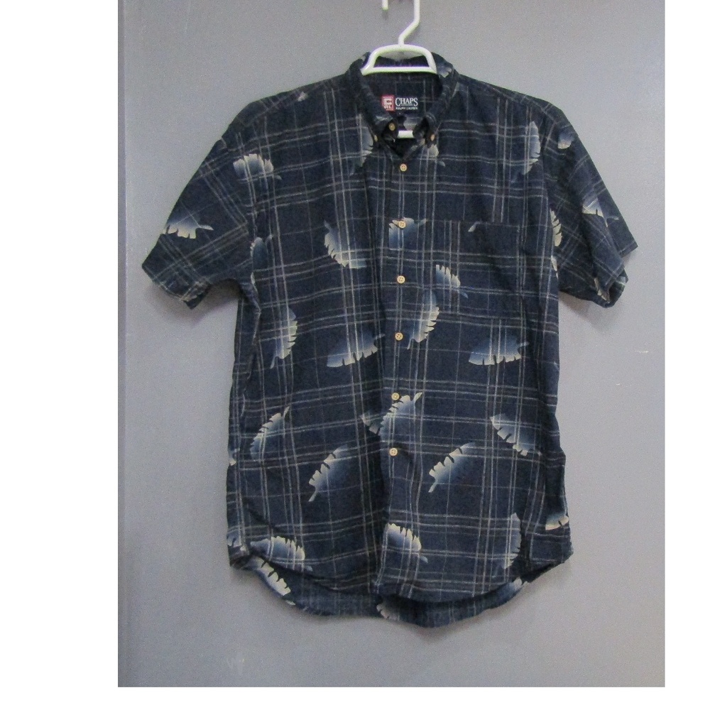 Ralph Lauren Chaps Check & Leaf Blue Shirt Size L
